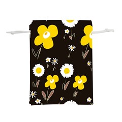 Daisy Flowers White Yellow Brown Black Lightweight Drawstring Pouch (l) by Mazipoodles