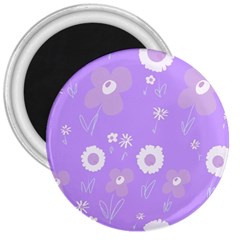 Daisy Flowers Lilac White Lavender Purple 3  Magnets by Mazipoodles