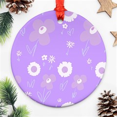 Daisy Flowers Lilac White Lavender Purple Ornament (round) by Mazipoodles