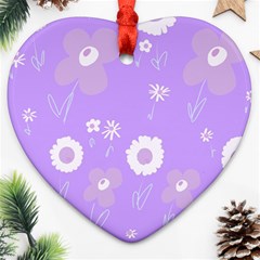 Daisy Flowers Lilac White Lavender Purple Ornament (heart) by Mazipoodles