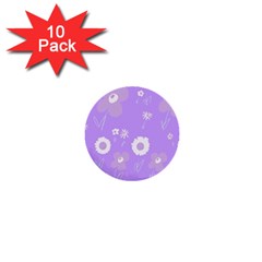 Daisy Flowers Lilac White Lavender Purple 1  Mini Buttons (10 Pack)  by Mazipoodles