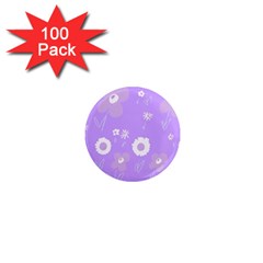 Daisy Flowers Lilac White Lavender Purple 1  Mini Magnets (100 Pack)  by Mazipoodles