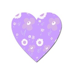 Daisy Flowers Lilac White Lavender Purple Heart Magnet by Mazipoodles