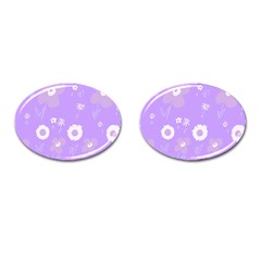 Daisy Flowers Lilac White Lavender Purple Cufflinks (oval) by Mazipoodles