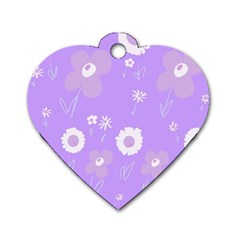 Daisy Flowers Lilac White Lavender Purple Dog Tag Heart (two Sides) by Mazipoodles