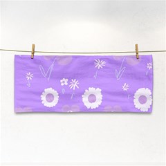 Daisy Flowers Lilac White Lavender Purple Hand Towel by Mazipoodles