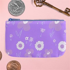 Daisy Flowers Lilac White Lavender Purple Large Coin Purse by Mazipoodles