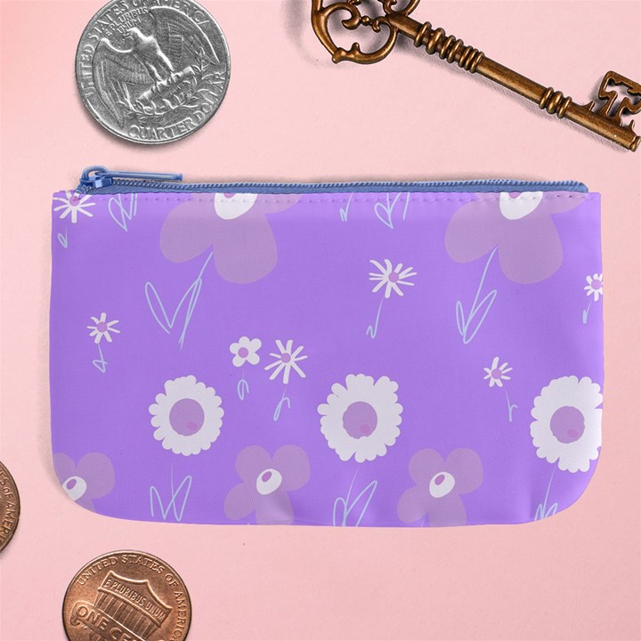 Daisy Flowers Lilac White Lavender Purple Large Coin Purse