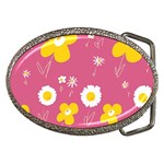 Daisy Flowers Yellow White Dusty Dark Blush Pink Belt Buckles Front