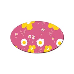 Daisy Flowers Yellow White Dusty Dark Blush Pink Sticker Oval (10 Pack) by Mazipoodles