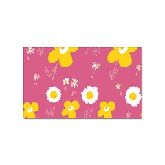 Daisy Flowers Yellow White Dusty Dark Blush Pink Sticker Rectangular (100 Pack) by Mazipoodles