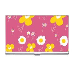 Daisy Flowers Yellow White Dusty Dark Blush Pink Business Card Holder by Mazipoodles