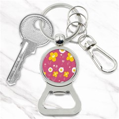 Daisy Flowers Yellow White Dusty Dark Blush Pink Bottle Opener Key Chain by Mazipoodles