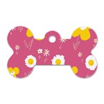 Daisy Flowers Yellow White Dusty Dark Blush Pink Dog Tag Bone (Two Sides) Back