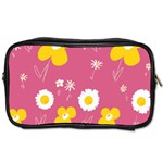 Daisy Flowers Yellow White Dusty Dark Blush Pink Toiletries Bag (One Side) Front