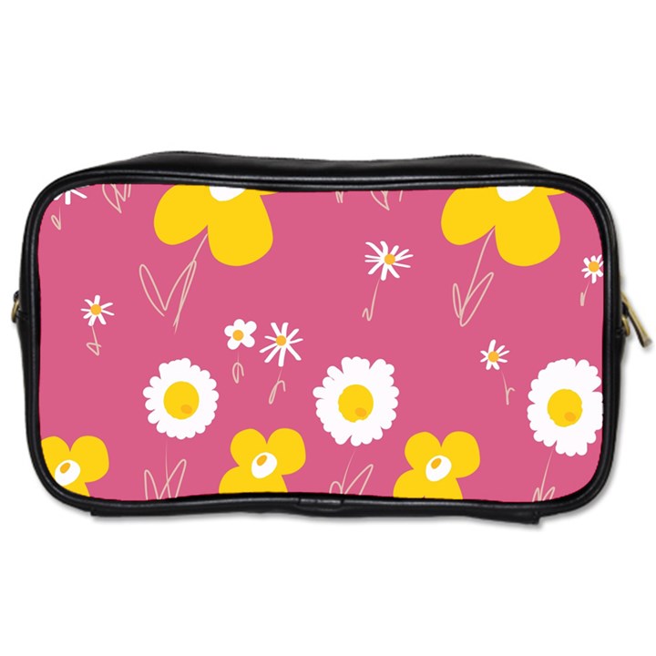 Daisy Flowers Yellow White Dusty Dark Blush Pink Toiletries Bag (One Side)