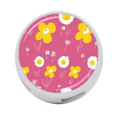 Daisy Flowers Yellow White Dusty Dark Blush Pink 4-port Usb Hub (two Sides) by Mazipoodles