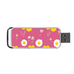 Daisy Flowers Yellow White Dusty Dark Blush Pink Portable Usb Flash (two Sides) by Mazipoodles