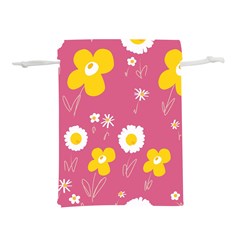 Daisy Flowers Yellow White Dusty Dark Blush Pink Lightweight Drawstring Pouch (l) by Mazipoodles