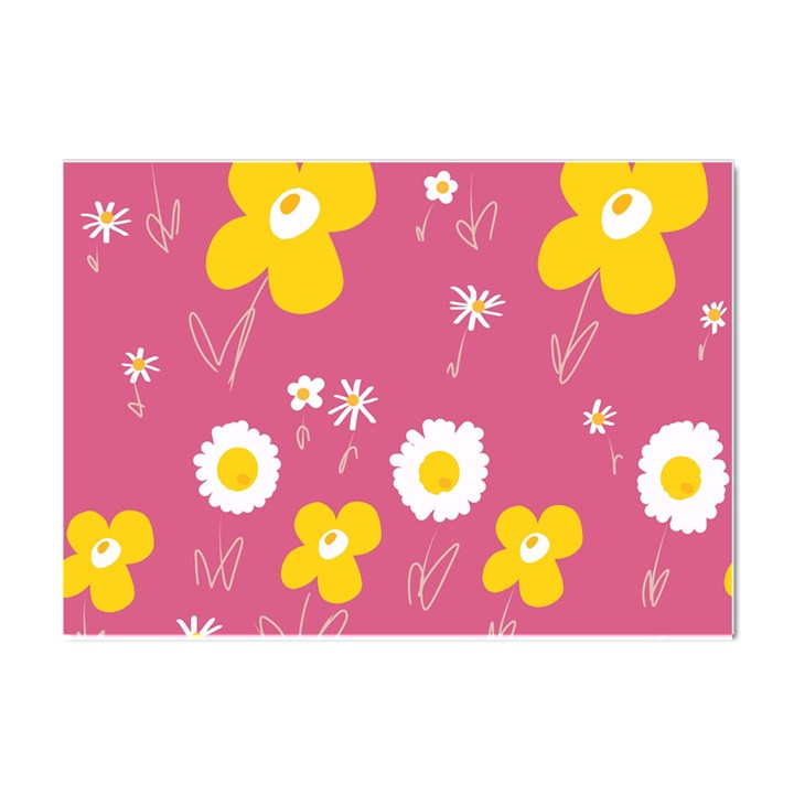 Daisy Flowers Yellow White Dusty Dark Blush Pink Crystal Sticker (A4)