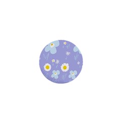 Daisy Flowers Blue White Yellow Lavender 1  Mini Buttons by Mazipoodles