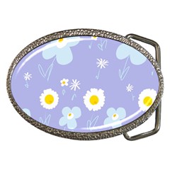 Daisy Flowers Blue White Yellow Lavender Belt Buckles by Mazipoodles