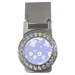 Daisy Flowers Blue White Yellow Lavender Money Clips (cz)  by Mazipoodles