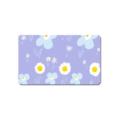 Daisy Flowers Blue White Yellow Lavender Magnet (name Card) by Mazipoodles