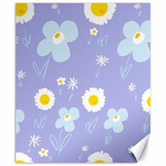 Daisy Flowers Blue White Yellow Lavender Canvas 8  X 10  by Mazipoodles