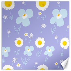 Daisy Flowers Blue White Yellow Lavender Canvas 16  X 16  by Mazipoodles