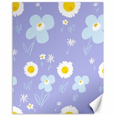 Daisy Flowers Blue White Yellow Lavender Canvas 11  X 14  by Mazipoodles