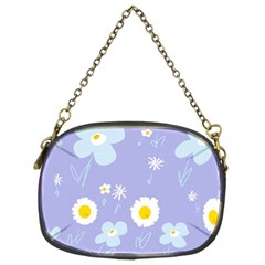 Daisy Flowers Blue White Yellow Lavender Chain Purse (two Sides) by Mazipoodles