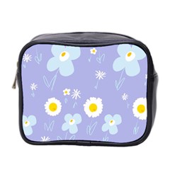 Daisy Flowers Blue White Yellow Lavender Mini Toiletries Bag (two Sides) by Mazipoodles