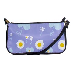 Daisy Flowers Blue White Yellow Lavender Shoulder Clutch Bag by Mazipoodles