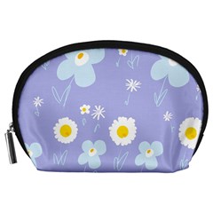 Daisy Flowers Blue White Yellow Lavender Accessory Pouch (large) by Mazipoodles