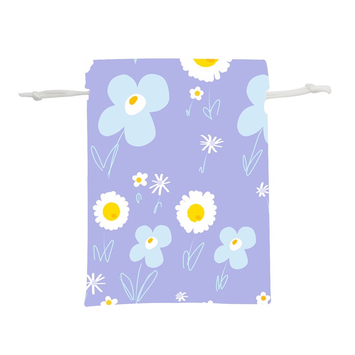 Daisy Flowers Blue White Yellow Lavender Lightweight Drawstring Pouch (M)