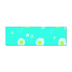 Daisy Flowers Lime Green White Turquoise  Sticker (bumper) by Mazipoodles