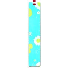 Daisy Flowers Lime Green White Turquoise  Large Book Marks by Mazipoodles