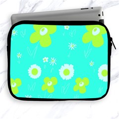 Daisy Flowers Lime Green White Turquoise  Apple Ipad 2/3/4 Zipper Cases by Mazipoodles