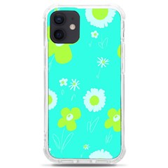 Daisy Flowers Lime Green White Turquoise  Iphone 12 Mini Tpu Uv Print Case	 by Mazipoodles