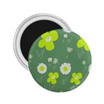 Daisy Flowers Lime Green White Forest Green  2.25  Magnets Front