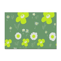 Daisy Flowers Lime Green White Forest Green  Sticker A4 (10 Pack) by Mazipoodles