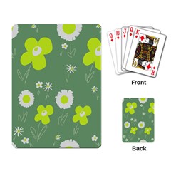 Daisy Flowers Lime Green White Forest Green  Playing Cards Single Design (rectangle) by Mazipoodles