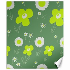 Daisy Flowers Lime Green White Forest Green  Canvas 8  X 10  by Mazipoodles