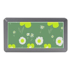 Daisy Flowers Lime Green White Forest Green  Memory Card Reader (mini) by Mazipoodles