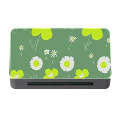 Daisy Flowers Lime Green White Forest Green  Memory Card Reader With Cf by Mazipoodles