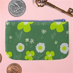 Daisy Flowers Lime Green White Forest Green  Large Coin Purse Back