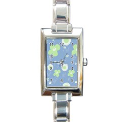 Daisy Flowers Pastel Green White Blue  Rectangle Italian Charm Watch by Mazipoodles