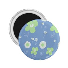 Daisy Flowers Pastel Green White Blue  2 25  Magnets by Mazipoodles