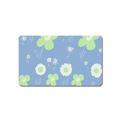 Daisy Flowers Pastel Green White Blue  Magnet (name Card) by Mazipoodles